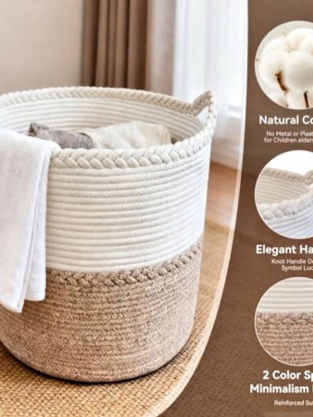 Cotton Color Block Storage Basket